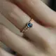 現貨 斯里蘭卡 典雅 0.5克拉 50分 藍寶石 倫敦藍 水晶  S925銀鍍K金 戒指 可調式戒圍2350