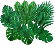 48Pcs Artificial Plants, Artificial Palm Leaves Hawaiian Tropical Leaves Jungle Theme Beach Party Decorations