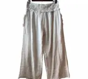 Chloe Laetitia Womens NWT White Beads Fringe Pockets Crop Pull On Boho Pants S/M
