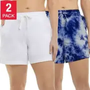 Danskin Ladies' Active Short , 2 Pack ,French Terry , summer ,Small, Tie Dye