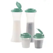 Tupperware Hourglass Salt & Pepper Shakers 6" Full Size & Mini Set 2 oz each New