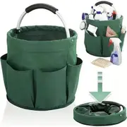 Folding Basket with Handles, Portable Picnic Baskets, Outdoor Beach Baskets, Garden Picking Baskets, Collapsible Bathroom Storage Baskets (Green)