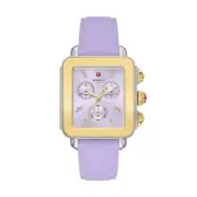 Michele Deco Sport Chrono Lavender Topaz Dial Silicone Strap Watch MWW06K000061