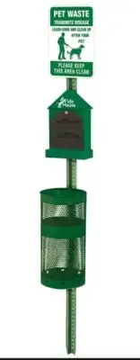 Fido House® Green Pet Waste Station With Rake, Scoop, 2 Signs See All Pics