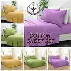 2000TC 100% Egyptian Cotton Flat Fitted Sheet Set Pillowcase Single/Queen/King