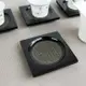 玄武岩日式石茶盤-小方杯墊2入 (亮邊 9x9x1.5cm) / B21-A05-1/台灣工藝
