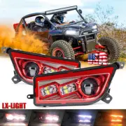 2014-21 For Polaris RZR 1000 XP & Turbo RZR 900 S Pair Red Halo Led Headlights