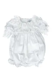 Petite Maison Kids Katherine Embroidered Linen Romper in White at Nordstrom, Size 18M