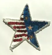 2 Vintage Patriotic American Flag Star Beaded Sequined Applique Sew On Craft