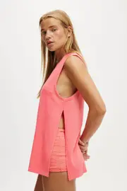 [Body] Body - Lightweight Longline Beach Tank Top - Coral dream XS CORAL DREAM