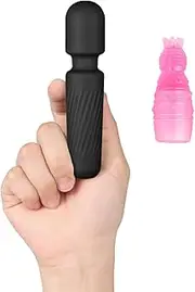 Mini Personal Wand Massager, Waterproof & Quiet Vibrating Wand, 10 Patterns & Speeds, USB Rechargeable, Mini Massager for Women, Body&Neck (Light Black)