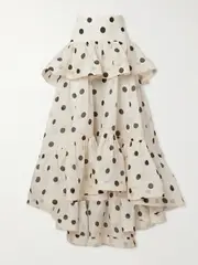 [Zimmermann] Zimmermann - Crush Tiered Ruffled Polka-dot Linen And Silk-blend Organza Maxi Skirt - Cream - 00 00 Cream