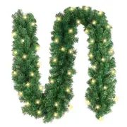 Christmas Pine Garland String Light LED Lighted Garland Artificial Pine Rattan Stairs Fireplace Decor Xmas Decoration