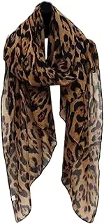 [ESOMAVRIX] Trendy Leopards Print Wrap Shawl Comfortable and Soft Winter Neck Scarf Polyester Accessory for Travel Or Casual/1967