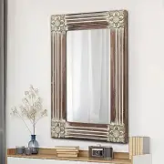 Rustic Wooden Frame Wall Mirror for Bathroom Vanity 16 x 24 inch, Hanging