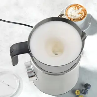 110V美規電動奶泡機900mL咖啡拉花牛奶發泡不銹鋼奶泡機冷熱雙打