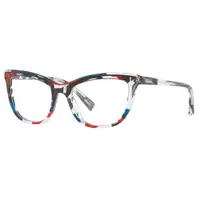 在飛比找PChome24h購物優惠-alain mikli 法式時尚漫畫風小貓眼光學眼鏡(紅藍)