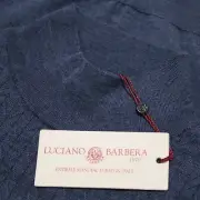 Luciano Barbera NWT Mock Neck Knit Sweater Size 50 US Medium in Blue 100% Wool