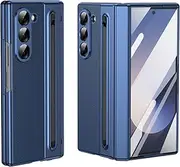 Compatible with Samsung Galaxy Z Fold 6 Case Built-in Writing Slim Pen & S Pen Holder Slim Stylus [Screen Protector] Full-Body Protective Cover Hard Shockproof Phone Cover for Fold 6(Blue)
