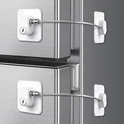Fridge Lock,H HOME-MART Refrigerator Door Lock with Two Keys,Freezer Lock and Child Safety Cabinet Lock with Strong Adhesive for Cabinets, Closets, Drawers, Window and More, Easy Install and Use (White-2 Pack)