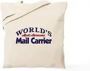 CafePress World's Most Awesome Mail Carrier Tote Bag Natural Canvas Tote Bag, Reusable Shopping Bag