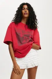 [Cotton On Women] Cotton On Women - The Premium Boxy Graphic Tee - Electric rev/ crimson red L ELECTRIC REV/ CRIMSON RED