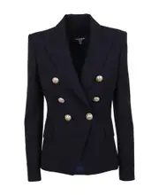 Balmain Notched Lapel 6 Button Double-Breasted Blazer FR34,FR36,FR38,FR40 Black