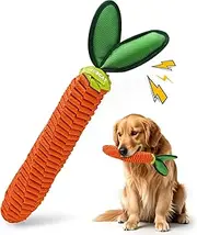 AUSCAT Dog Rope Toy, Durable Tug of War Toy with Squeaker, Braided Teething Toys for Small Medium Large Dogs, Carrot Shape
