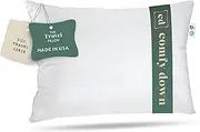[ComfyDown] Goose Down Travel Pillow - Filled with 800 Fill Power European Goose Down, Egyptian 300 Thread Count 100% Cotton Cover for Plane car & Home - Made in USA (13" x 18")