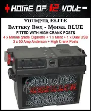 Thumper ELITE H.C.P Battery Box 4 x Cigarette 1 Merit Dual USB socket Anderson