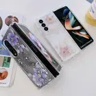 For Samsung Galaxy Z Fold6 Fold5 Fold4 3 Glitter Flower Clear Folding Case Cover
