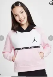 JORDAN GIRLS' TAPE OVERHEAD HOODIE PINK FOAM 45B496-A9Y