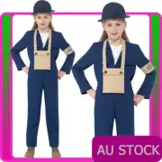 Kids Horrible Histories Air Warden Costume Girls Book Week World War 2 WW2 Army