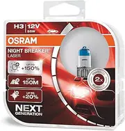 OSRAM 64151NL-DUO NIGHT BREAKER LASER H3, next generation, +150% more brightness, halogen headlamp, 64151NL-HCB, 12V, passenger car, duo box (2 lamps)