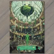 5x7" Futuristic Arena Crowd Sci-Fi Fantasy Scene Floating Orb Creatures