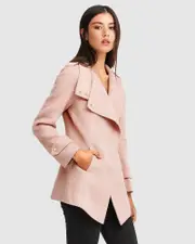 [Belle & Bloom] Bad Girl Wool Blend Moto Coat - Blush