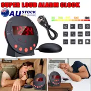 Super Loud Vibrating Alarm Clock with Bed Shaker LED Display USB Charging Port