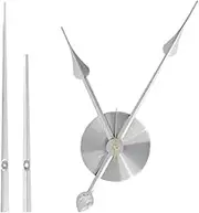 EMOON 2 Pair Long Hands with 3D Clock Movement DIY Large Wall Clock Quartz Clock Mechanism for Home Art Decor (Silver)