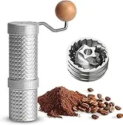 Adjustable Coffee Bean Grinder for Home Use Stainl Steel M l Espresso Grinder Bearing Positioning with 2-in-1 Anti-Slip Base Wood Hand Crank Portable Coffee Grinder for Camping Travel Grey