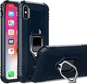 Cavor for iPhone X Case,iPhone Xs Case,360°Rotation Ring Holder Kickstand [Work with Magnetic Car Mount] Shockproof Scratch-Resistant Protective Cover (5.8")-Navy Blue