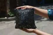 Shiny Classy Glamorous Black Sequined Accent Cushion Cover , 8" x 8"
