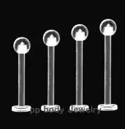2 Pcs. 14G 10G Clear Acrylic Flat Back labret Tongue Ring Retainer