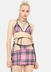 Diva Top The Charts Plaid Skirt Set