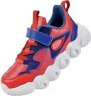 [YTRXM] Boys Girls Sneakers Breathable Lightweight Athletic Running Tennis Shoes, Red Blue, 3 Big Kid