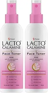 Lacto Calamine Rose Water Toner For Glowing Skin|120ml Each- Pack of 2| Gulab Jal Face Toner|Rosewater- Aloe Vera & 2% Niacinamide| Cleanses, Hydrates & Moisturises Skin|No Sulphate,Alcohol & Parabens