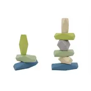 Kaper Kidz Wooden Stacking Stone Blocks Vintage Blue Children's Play Toy 2yrs+