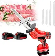 Electric Bone Saw Butchers Saw Cordless Reciprocating Sawm,Large Capacity Lithium Battery Powerful Pure Copper Motor Continuously Variable Speed,Led Lighting,for Wood/Metal/PVC Cuting