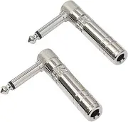 WJSTN Right Angle 1/4 TRS Adapter, 6.35mm Male to Female Stereo Audio Jack, 2 Pack (TS Male to TS Female)