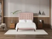 My Style Buttoned Headboard & Slimline Base - Double / Rosewater / Slimline Base