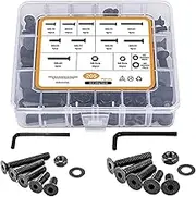 Black Bolts and Nuts Kit | Metric Hardware Kit,Washer Assortment Kit Nuts Bolts Assortment, Furniture Screws for Repairing